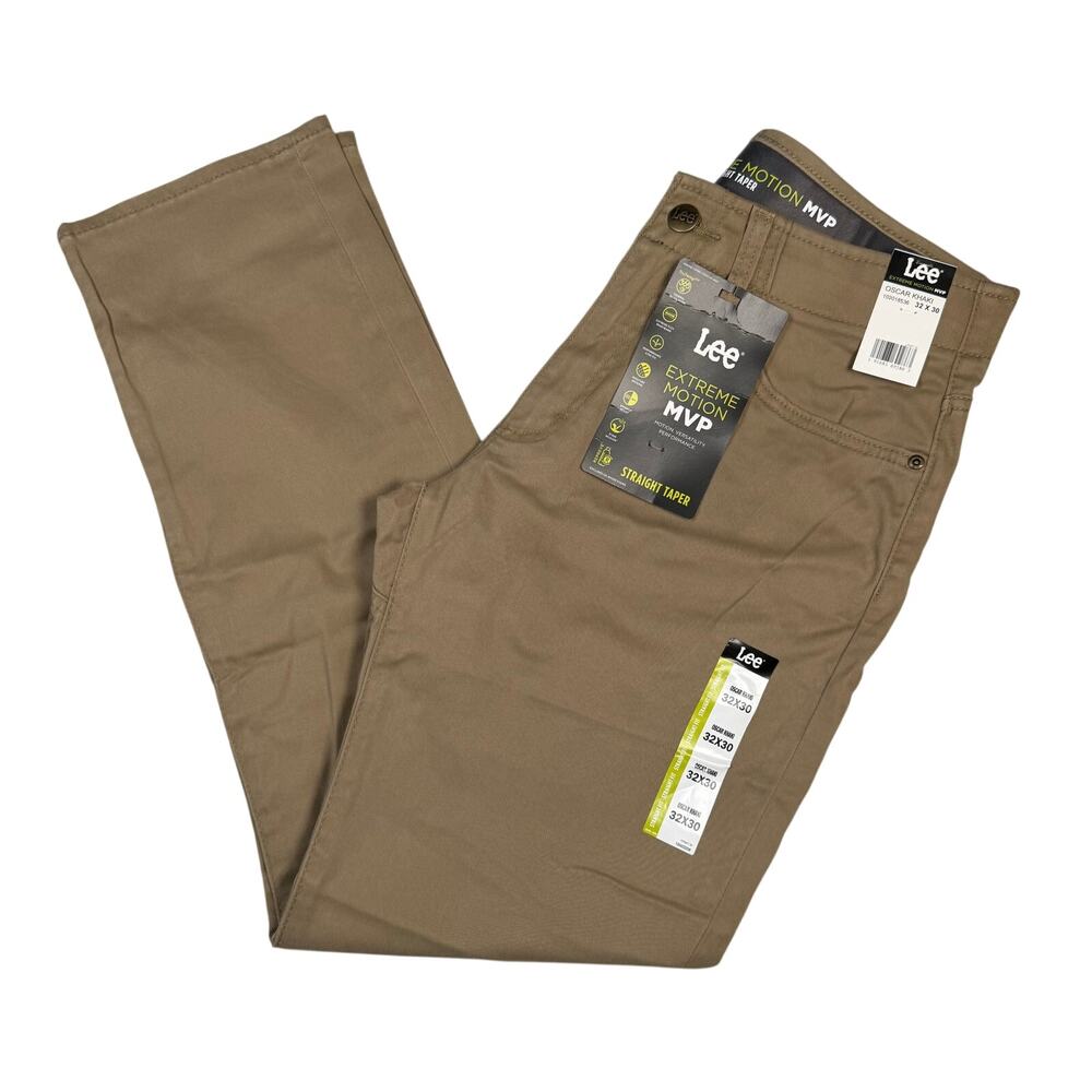Lee Extreme Motion MVP Khaki Pants Men's 32x30 Straight Taper Oscar Flex Waist